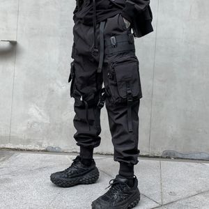Jeans pour hommes Multipoches Rubans Bandage Tactique Techwear Pantalon Cargo Hommes Harajuku Punk Hip Hop Joggers Pantalons Casual Streetwear 230817