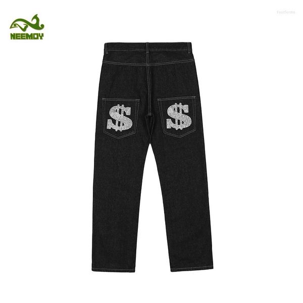 Jeans homme Neemoy Dollar imprimé pour hommes mode Harajuku Streetwear rétro déchiré décontracté Denim pantalon Cargo lavé Jean pantalon