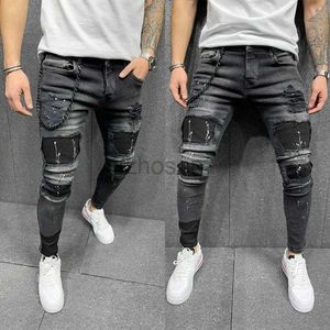 Jeans masculin Nouveau 2023 hommes Hip Hop Ripped Slim Stretch Pantal