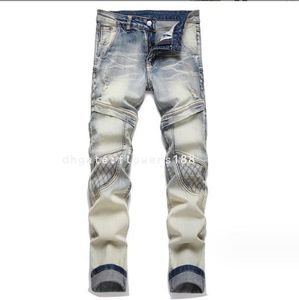 Jeans masculins Nouveau jean d'automne 2024 Ripped Patchwork Slim Stretch Pédicure Motorcycle Denim pour hommes