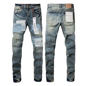 Jeans pour hommes Nouvelle arrivée Purple Brand Mens High Street Blue Denim Slim Fit Jeans lavés 240308