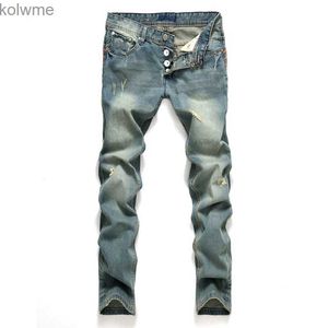 Men's Jeans Nouvelle mode trou jean Denim hommes pantalons longs droit déchiré pantalon en détresse Masculino décontracté marque Simple grande taille YQ240205