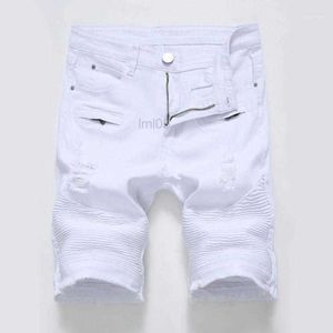 Jeans masculins Nouveaux shorts de rue Hip Hop Summer Summer Male Short Jeans Soft and Confortt Hole Shorts Jeans1NU1R