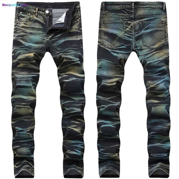 Hommes Jeans NOUVEAU Hip Hop Hommes Jeans Casual Distressed Hommes Slim Denim Moto Pantalon Marque Biker Rock Déchiré Homme 022023H