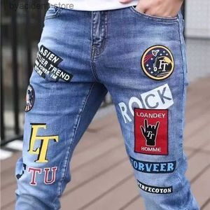 Jeans pour hommes Nouveau Jeans Slim Streetwear Années 90 Hip Hop Skinny Graphic Designer Vêtements Original Cowboy Casual Stretch Broderie Pantalon pour Hommes L240313