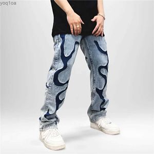 Herenjeans Nieuwe Koreaanse zomerse mode Luxe heren klassieke jeans met berenafdruk elastische hiphop casual jeans straatkleding vriendje jeansl2404