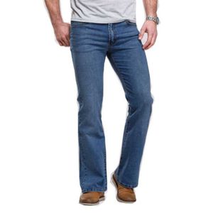 Jeans pour hommes New Mens Boot Cut Jeans Pantalon légèrement évasé Slim Fit Célèbre Marque Bleu Bla Designer Classique Loisirs Stretch Denim Pantalon Z0315
