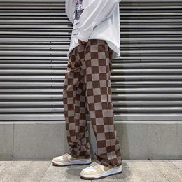 Herenjeans Nieuwe Mens Brown Geroolde Pocket Jeans voor lente 2022 Korean Fashion Street Clothing Denim rechte broek Mens Brand Trouserl2405