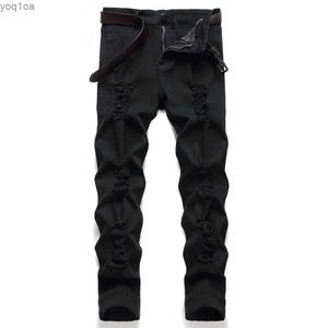 Heren jeans nieuwe heren elastische strakke jeans hoogwaardige en modieuze heren solide slanke denim pantssl2404
