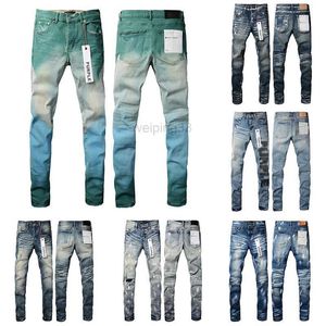 Jeans masculin New Quality Mens Mens Purple Designer en détresse Ripped Denim Cargo pour hommes High Street Fashion Jeans5737