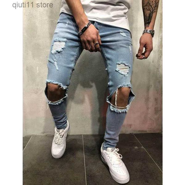 Jeans pour hommes nouveau jean déchiré pour hommes mode décontracté Slim Denim crayon pantalon vêtements pour hommes pantalons T231005