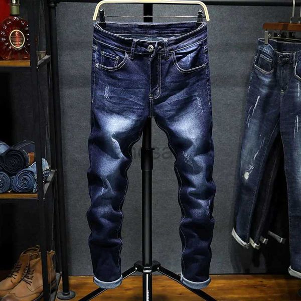 Jeans masculins Nouveau printemps automne coréen stretch stretch denim garçons beoy becycers vêtements pantalons skinny mâle pantalon bleu mince d240417