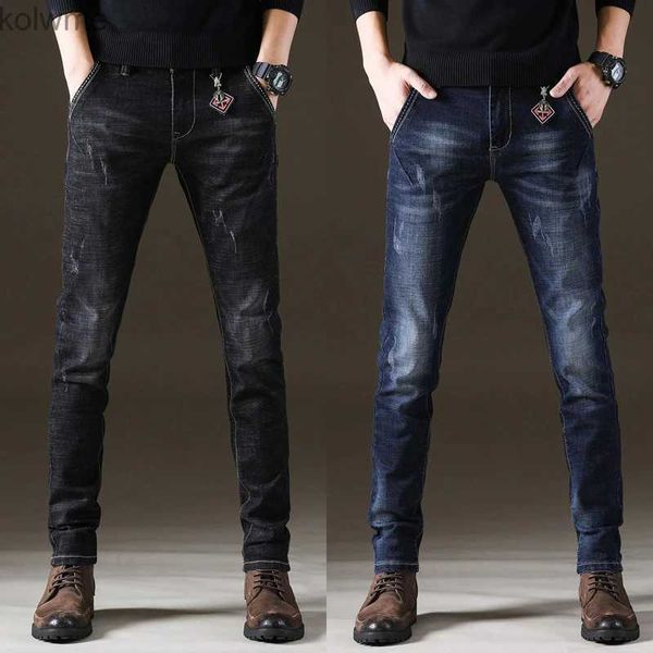 Jeans para hombres Nuevo estilo, jeans rectos delgados para hombres, pantalones negros de alta calidad, jeans casuales azules sexys para hombres coreanos, pantalones sexys para estudiantes jóvenes;YQ240205