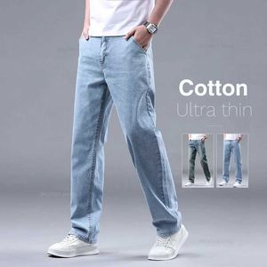Jeans masculins Nouvel été 95% de coton pur jeans minces droits hommes classiques jeans élastiques en tissu doux