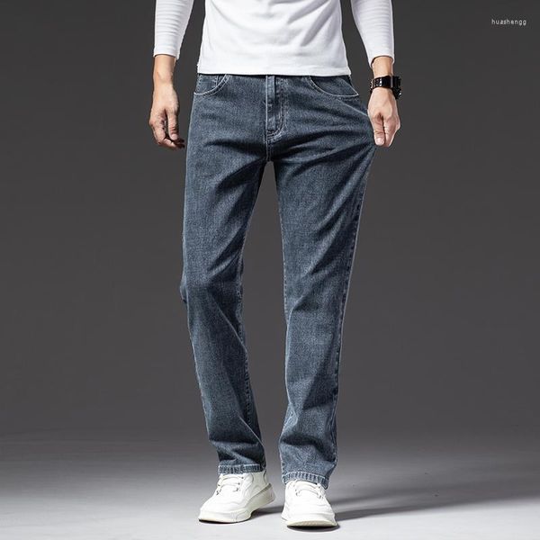 Jeans pour hommes belle automne hiver Pop hommes affaires décontracté jambe droite haute qualité élasticité Denim pantalon mâle marque pantalon