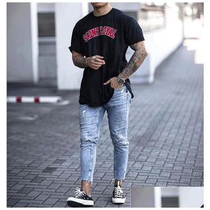 Jeans para hombres Noveno agujero para hombre High Street Washed New Summer Fashion Cool Casual Urban Wind Lápiz Drop Entrega Ropa Ropa DHSBZ