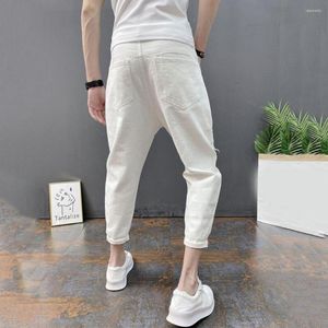 Jeans pour hommes sans contrainte Cool ferme couture hommes neuvième pantalon taille moyenne Hip Hop vêtement