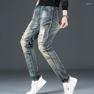 Herenjeans Nostalgisch blauw denim Heren Stretch Slim Straight Regular Fit Casual broek Merk Party Hip Hop Broek Mode