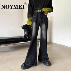 Mannen Jeans NOYMEI Zwart Uitlopende Denim Rechte Wijde Pijpen Broek Lente Chic High Street Amerikaanse Trendy Casual Mannelijke Broek WA1514