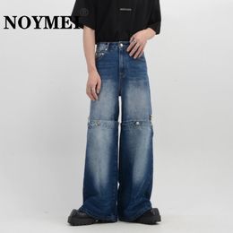 Jeans para hombres NOYMEI Jeans con diseño de botones de metal para hombres Pantalones rectos sueltos de nicho de estilo coreano de moda desmontables WA1557 230824