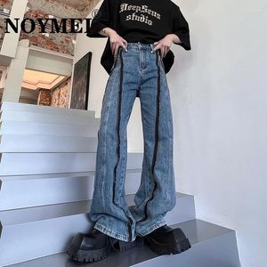 Jeans pour hommes Noymei Vintage Pantalon à jambes larges Denim American Zipper Décoration Pleine longueur Jean droit Automne 2023 Pantalon masculin lavé WA2644