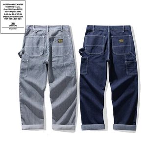 Jeans voor heren OKONKWO Originele denim spoorwegarbeidersbroek AMEKAJI Gestreepte werkoverall met meerdere zakken Outdoor Trekking Wandelen Campingbroek 231108