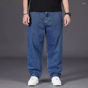 Jeans pour hommes Oldyanup Hommes Surdimensionné Plus Taille Casual Lâche Droite Denim Pantalon Printemps Été Fat Man Large Jambe Taille Élastique Pantalon