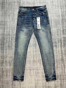 Jeans masculinos venda on-line designer roxo marca preto denim magro ajuste streetwear angustiado estiramento magro danificado destruído buraco