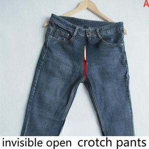 Jeans pour hommes ouvert entrejambe pantalon couple extérieur pratique fermeture éclair invisible champ complet 230106