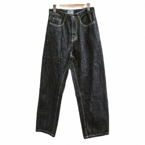 Jeans pour hommes Original Denim droit lâche pantalon taille moyenne rétro cargo pantalon printemps automne vêtements masculins G8Mb #