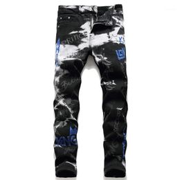 Pantalones vaqueros de diseño Original para hombre, pantalones a la moda con letras elásticas bordadas, pantalones negros de otoño 2022, ajustados al estilo Hip-hop