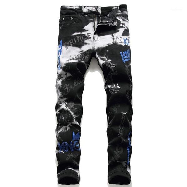 Jeans homme Design Original mode pantalon Stretch lettre broderie 2022 automne noir pantalon hip-hop près du corps
