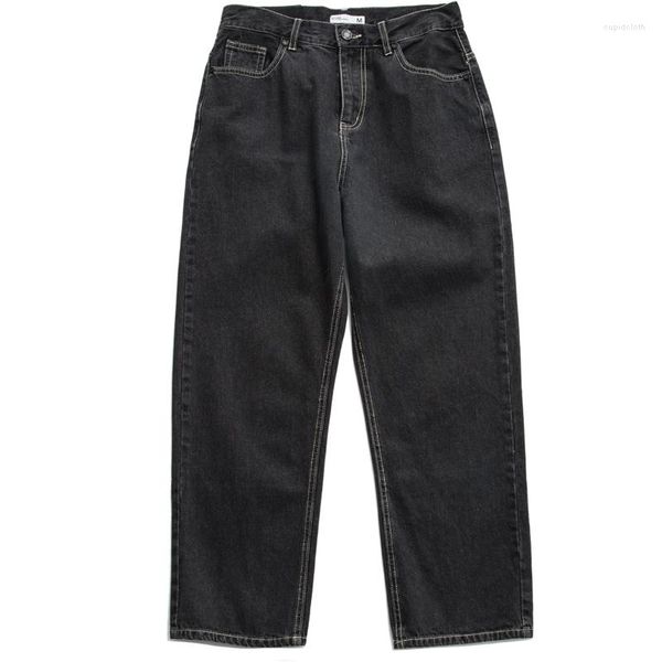 Jeans para hombres Originales Simples Y Versátiles Negro Gris Suelto Recto Juventud Pantalones Usados Lavados Ropa De Moda