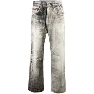 Jeans pour hommes Ourlegacy salopette droite lâche jeans imprimés usés lavés blancs pantalons décontractés pour hommes et femmes