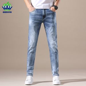 Jeans pour hommes Oussyu Marque Vêtements Hommes Haute Qualité Stretch Bleu Denim Mode Plissé Rétro Poche Pantalon Skinny Pantalon 28 40 230919