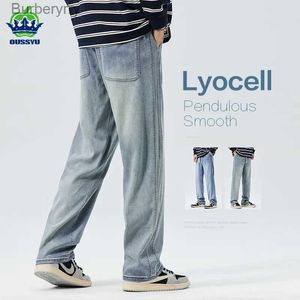 Jeans Homme OUSSYU marque vêtements nouveau doux Lyocell tissu jean hommes taille élastique lâche droite épais Denim pantalon grande taille M-5XLL231011