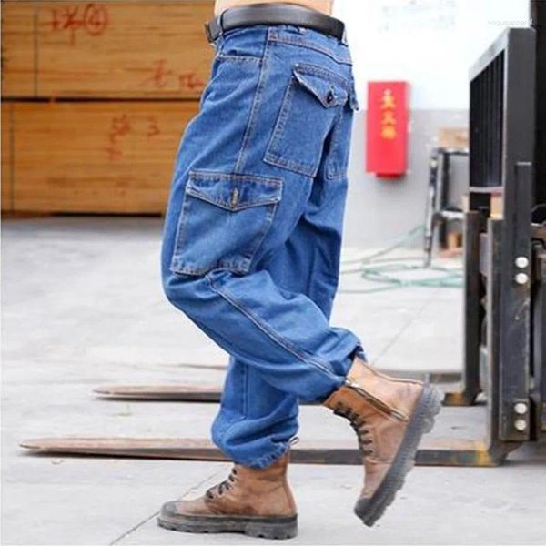 Jeans para hombres Ropa de moda general Resistan Denim Cargo Pantalones Casual Recto Suelto Ropa de trabajo Pantalones Bottoms Plus Tamaño 4XL