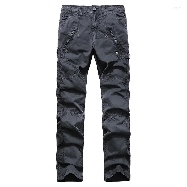 Salopette en jean pour hommes 2024 coton grande taille commerce extérieur européen et américain multi-sacs pantalons droits alpinisme sport P