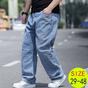 Men's Jeans Oversize jean ample 10XL vêtements pour hommes taille élastique Denim pantalon grande taille 48 coton droit Denim pantalon hommes Streetwear Z0508