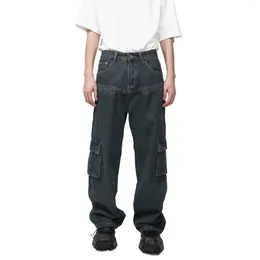 Jeans pour hommes surdimensionnés Hip Hop Cargo Fashion High Street Loose Fit Retro Denim Pantalon avec multi-poches Baggy Pantalon