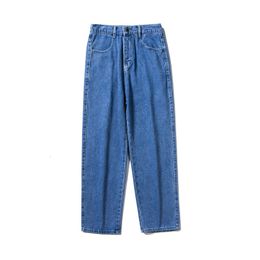 Oversized Retro Gothic Borduursels voor heren gewassen blauwe denim heren broek Harajuku rechte casual paar jeans losse jean broek 230303