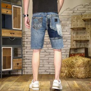 Jeans pour hommes Paisley Couleur Contraste Patchwork Cinquième Pantalon Été Mode Design Street Cool Imprimé Casual Denim Shorts