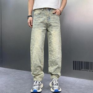Jeans masculin paisley motif décontracté desserre des fonds en denim en ajustement lavé pantalon y2k mâle y2k masculin