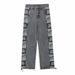Jeans pour hommes lambrissés noir homme Designer droit Baggy pantalon Vintage coréen Streetwear Y2k mode jambe large Punk décontracté Denim pantalon 230309