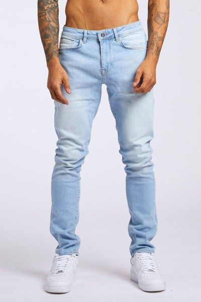 Pantalones vaqueros para hombre Tendencia transfronteriza Negro Slim Fit Pies de mezclilla de cintura alta