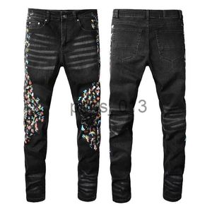 Jeans pour hommes Pantalons pour hommes Hommes Cool Rips Stretch Designer Jeans Distressed Ripped Biker Slim Fit Lavé Moto Denim Hommes Hip Hop Jean Fashion Man Pantalon Fan x0909