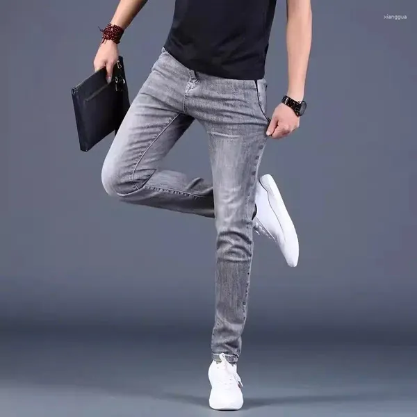 Pantalon de jeans masculin Designer de style coréen Kpop Slim Fit pour les hommes en automne haut de gamme avec un pantalon en coton extensible