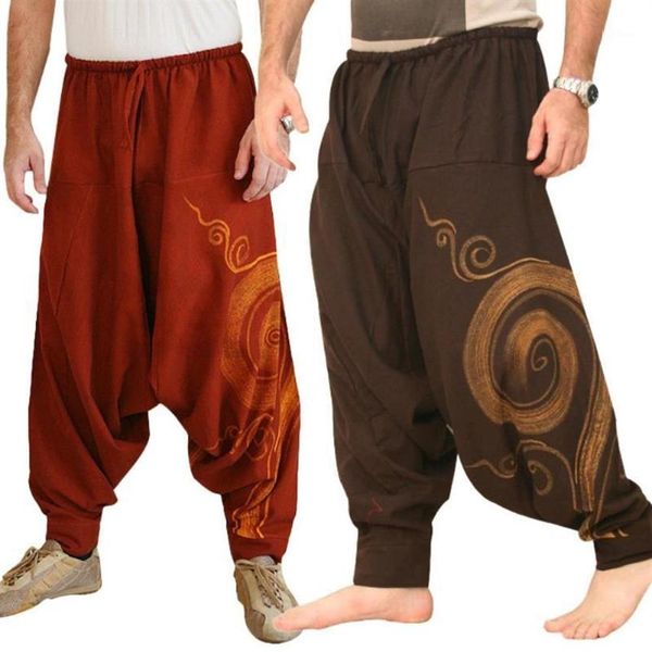 Hommes Jeans Pantalons Hommes Hip-Hop Femmes Élégant Cordon Goutte Entrejambe Cheville Attaché Baggy Pantalon Long Harem Casual Long1280j