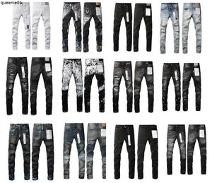 Jeans voor heren Nieuwe designer jeans voor heren Lichtblauw Italiaanse designer heren Paars Merk Damesbroeken Street chic Borduren Slank Recht Biker Jeans Topkwaliteit