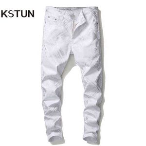 Heren jeans broek slim fit lente witte stretch gedrukt jeans casual denim broek luxe merk mannen jeans mode 2021 Guinness G0104